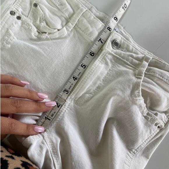 Zara Jeans Women 4 White Raw Frayed Hem High Rise Skinny Denim Distressed - Picture 6 of 7
